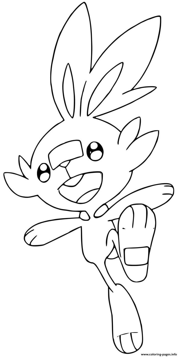 Pokemon Sword Shield Scorbunny Coloring Page Printable