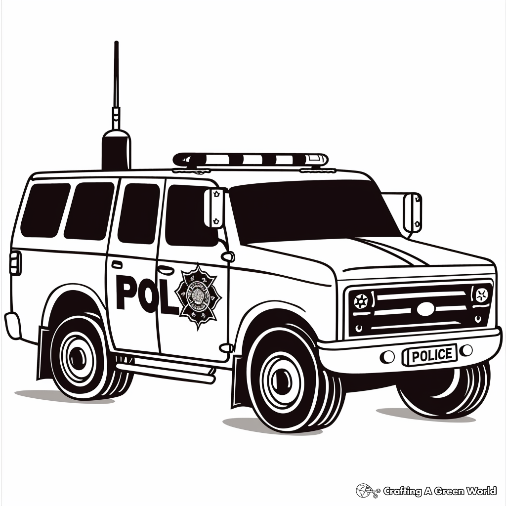 Police Truck Coloring Page Printable