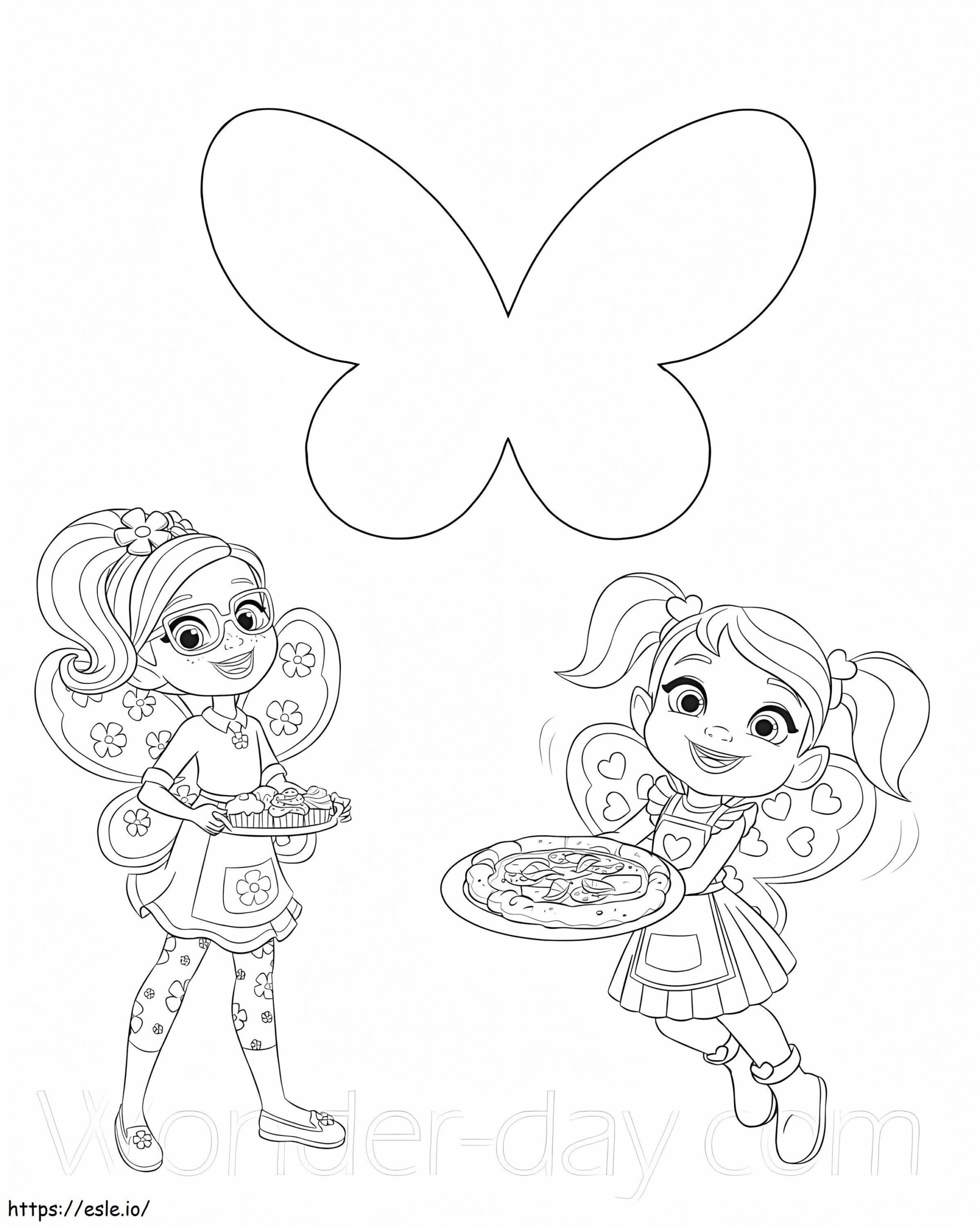 Poppy And Cricket From Butterbeans Cafe Coloring Page