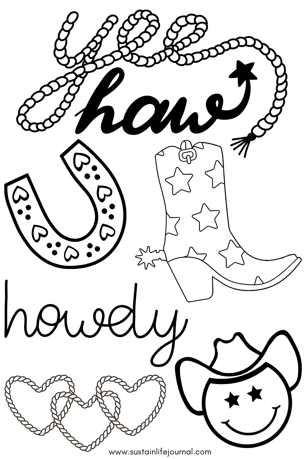 Preppy Pink Cowgirl Coloring Page Sustain Life Journal