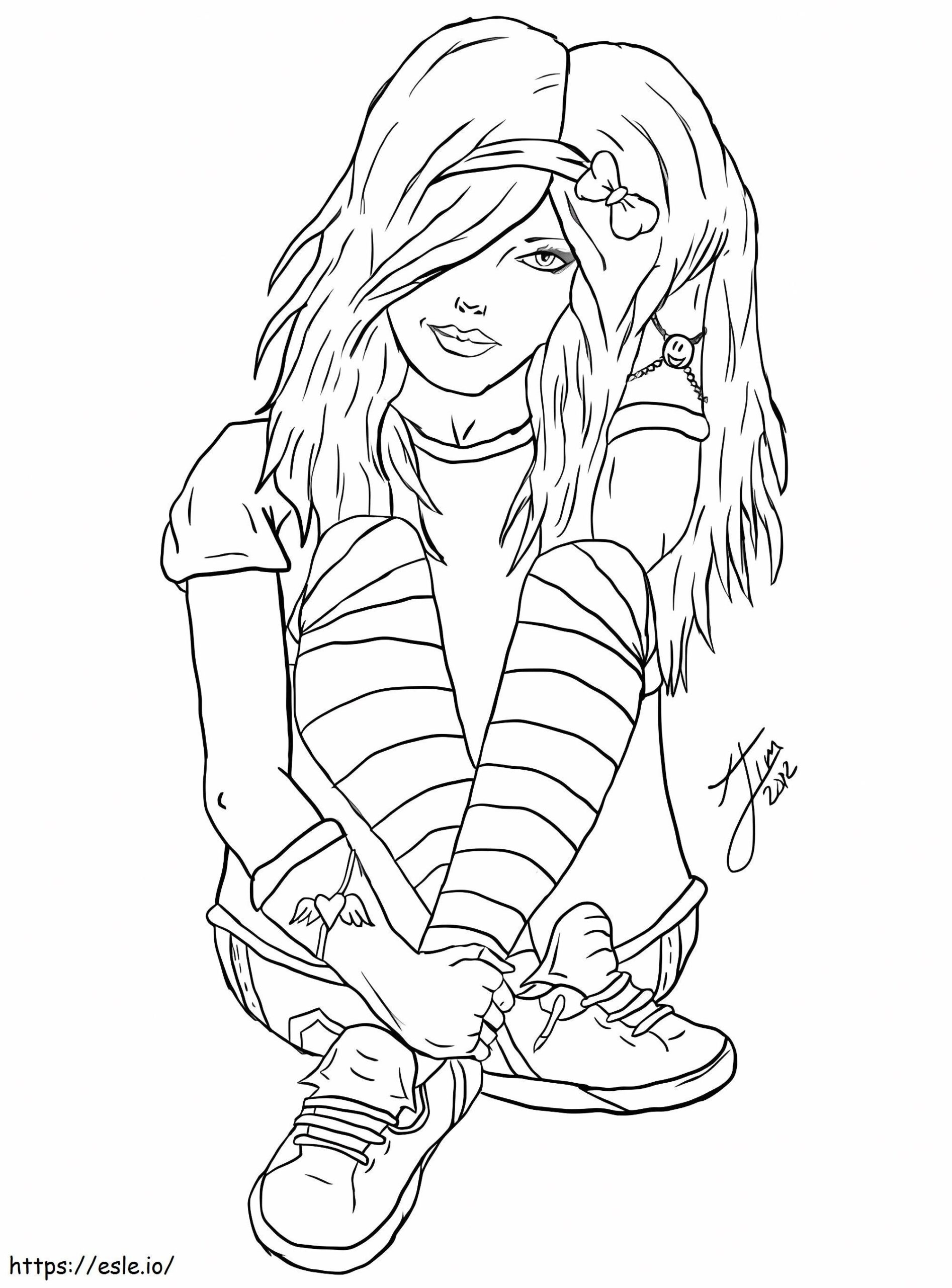 Printable Emo Girl Coloring Page