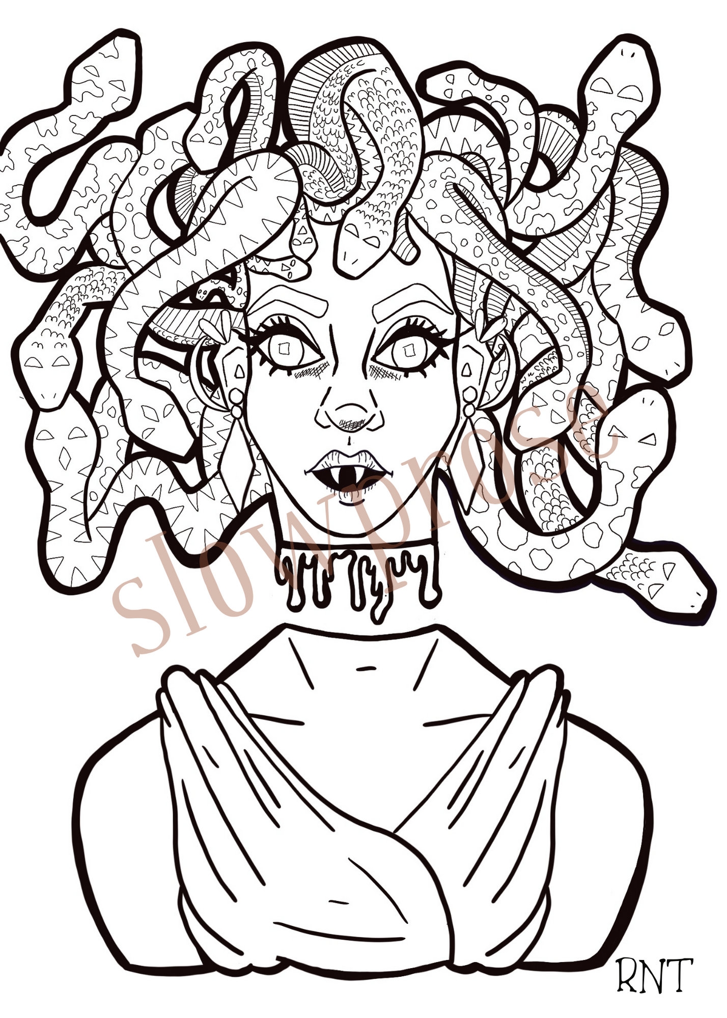 Printable Medusa Coloring Page For Adults Greek Mythology Coloring Page Hand Drawn Medusa Art Halloween Coloring Sheet Etsy