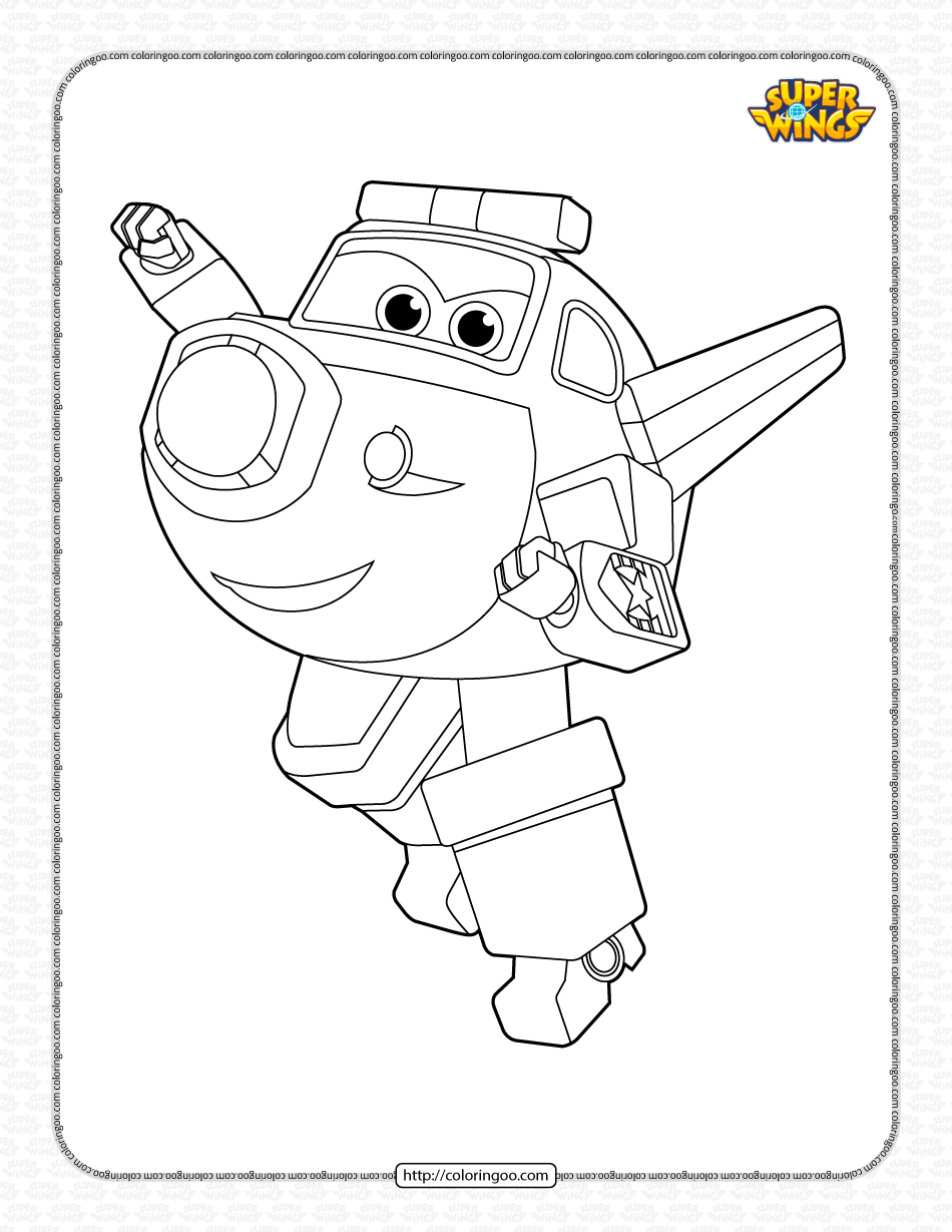 Printable Super Wings Paul Pdf Coloring Sheet