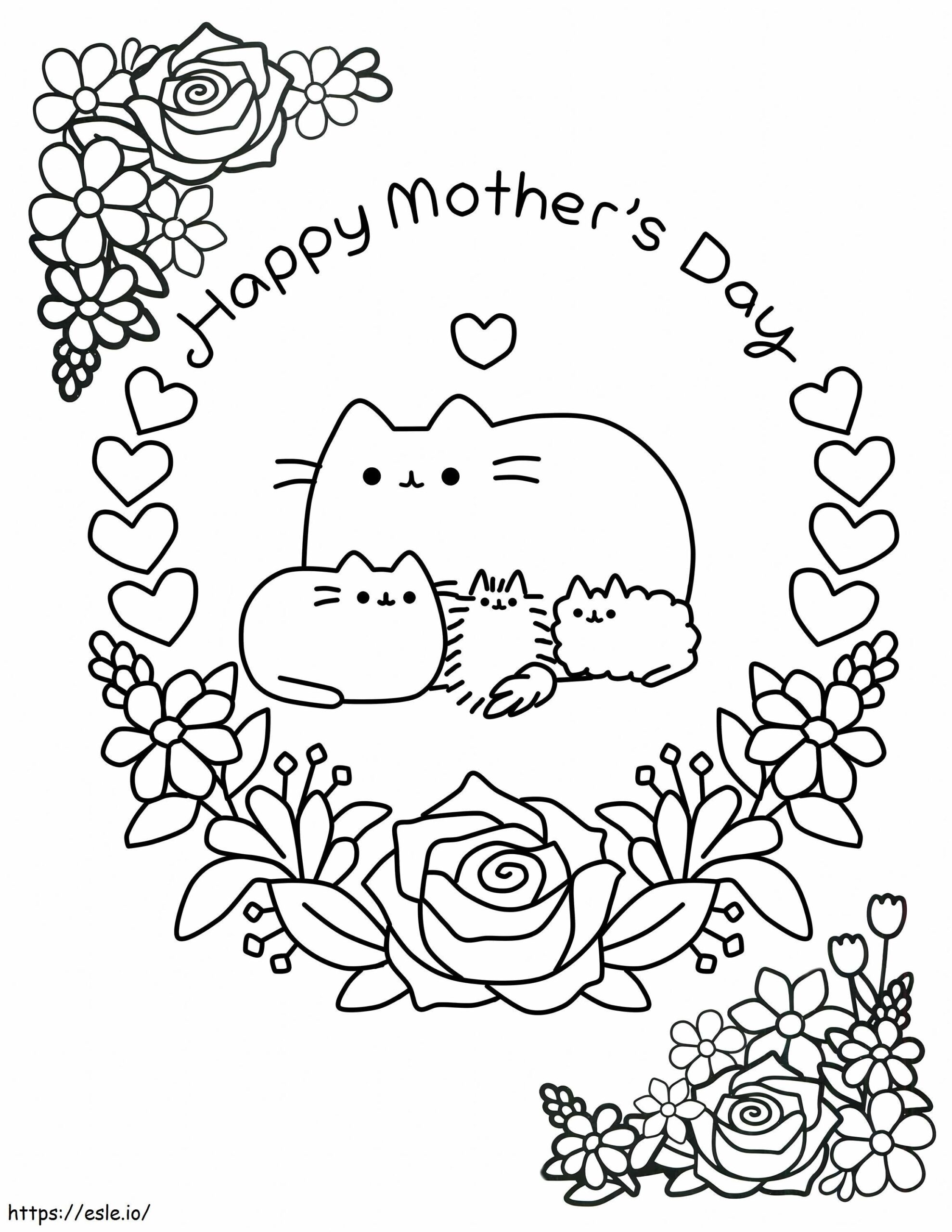 Pusheen Happy Mother S Day Scaled Coloring Page