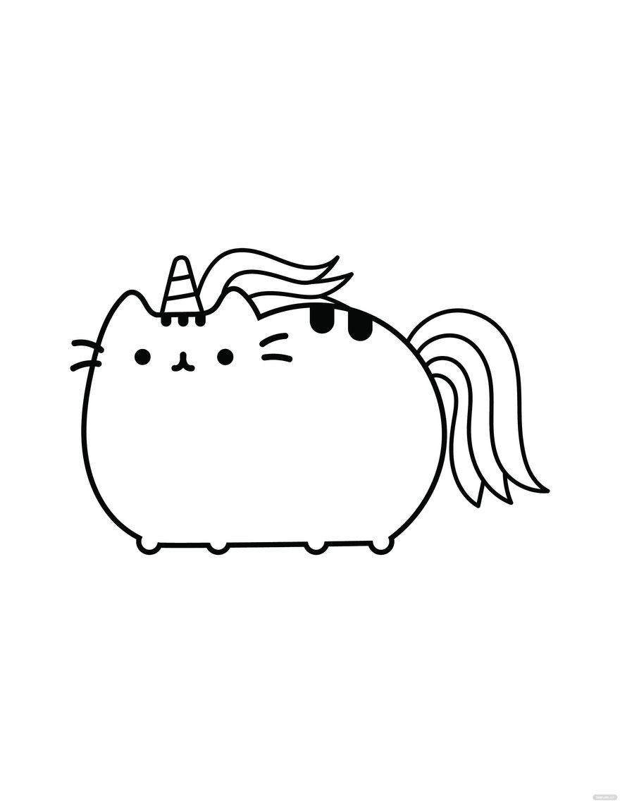 Pusheen Unicorn Coloring Page In Illustrator PDF SVG JPG EPS PNG Download Template