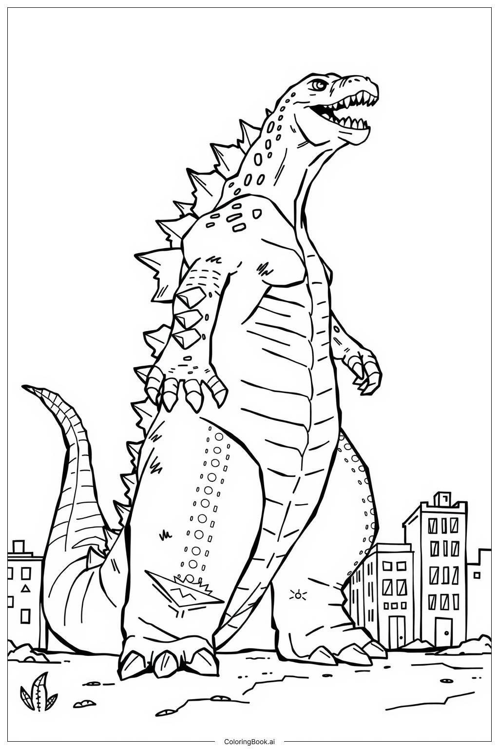 Realistic Godzilla Vs King Ghidorah Coloring Page Free PDF PNG Printable 