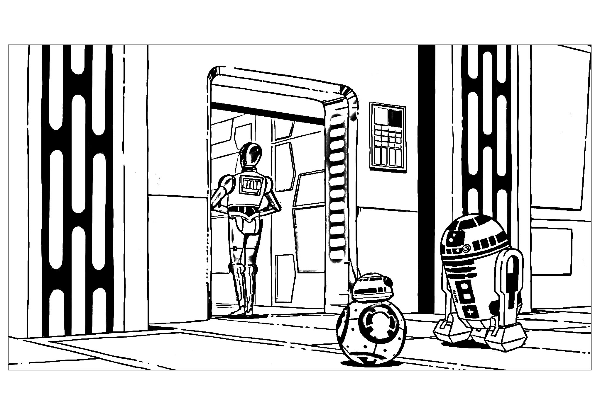 Robots Star Wars R2d2 C3po Bb 8 Movie Coloring Pages For Adults