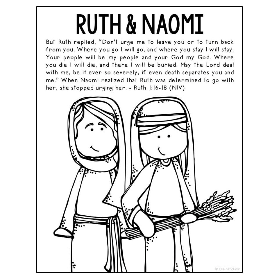 RUTH And NAOMI Bible Story Coloring Page Activity Sunday School Lesson Plan Bible Study Unit For Kids Old Testament For Kids Etsy