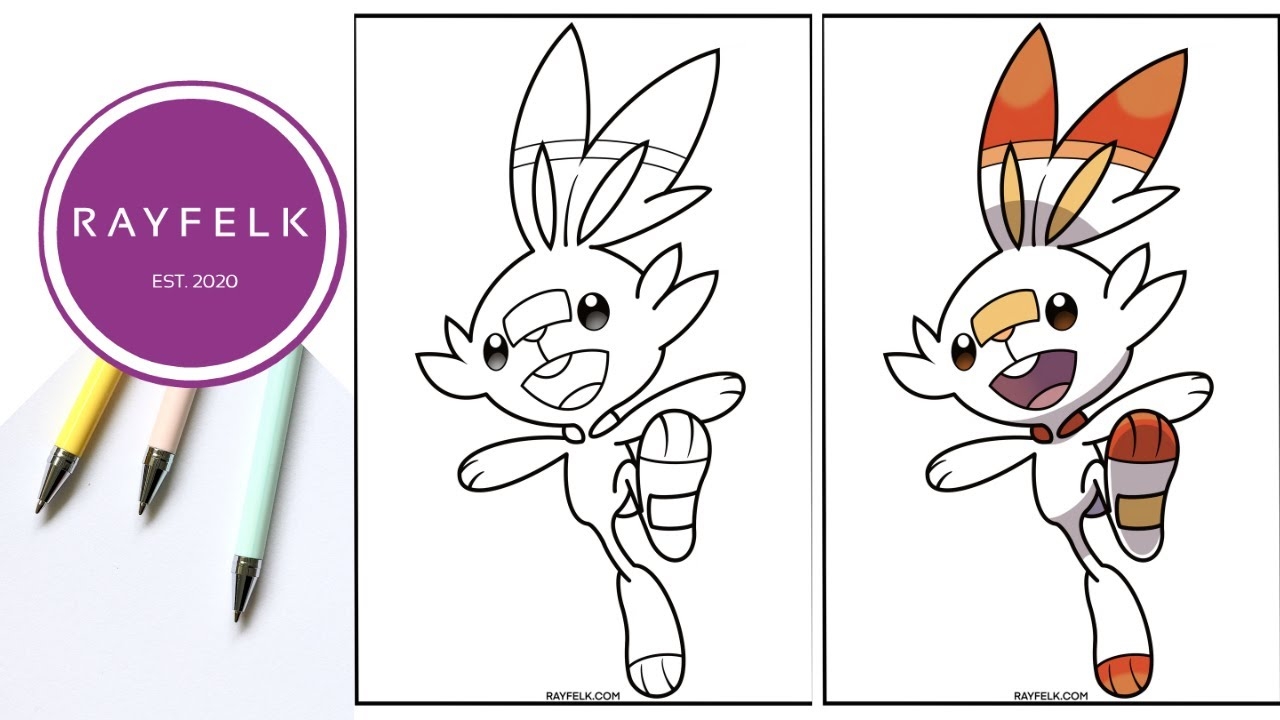 Scorbunny Coloring Pages Rayfelk Printable Coloring Pages Pokemon Coloring Page YouTube