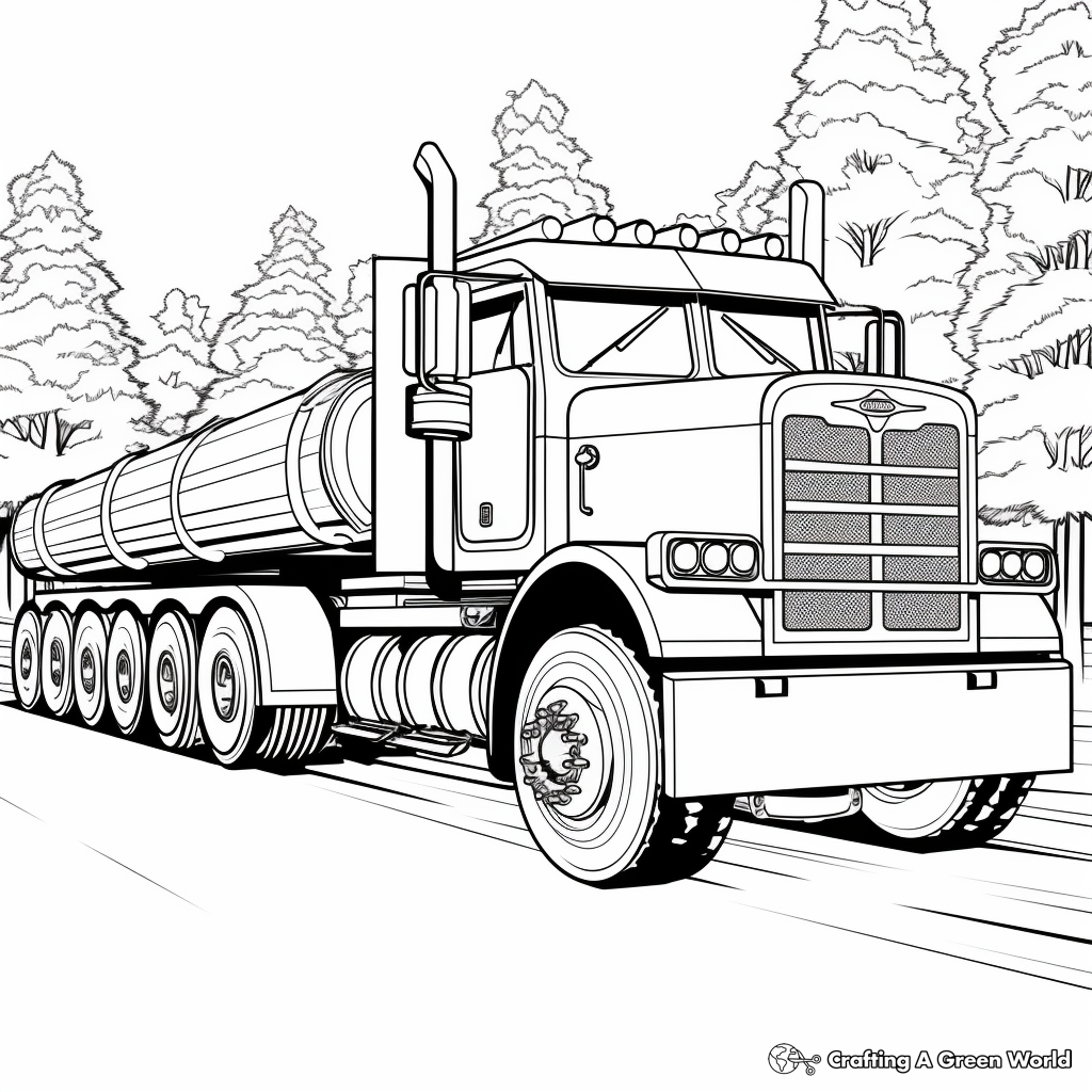 Log Truck Coloring Page Printable