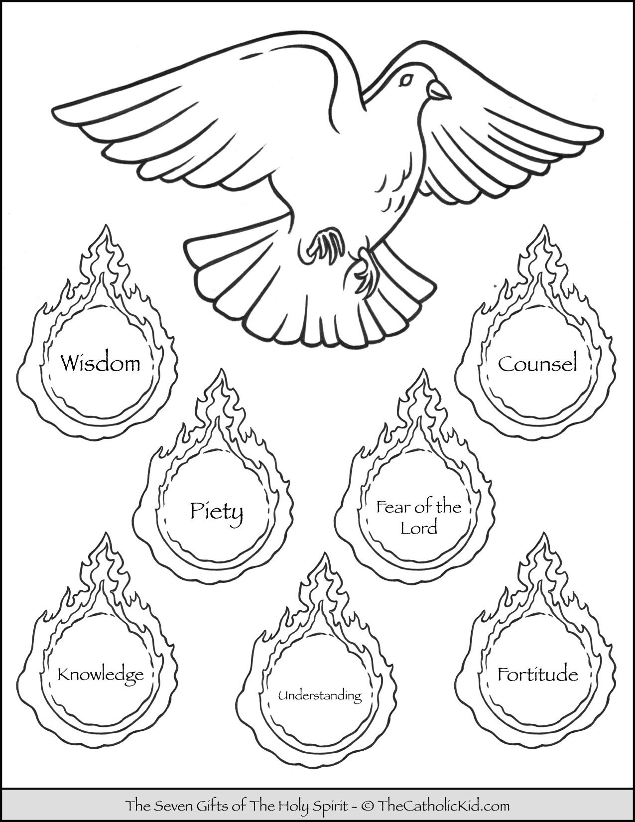 Seven Gifts Of The Holy Spirit Coloring Page TheCatholicKid