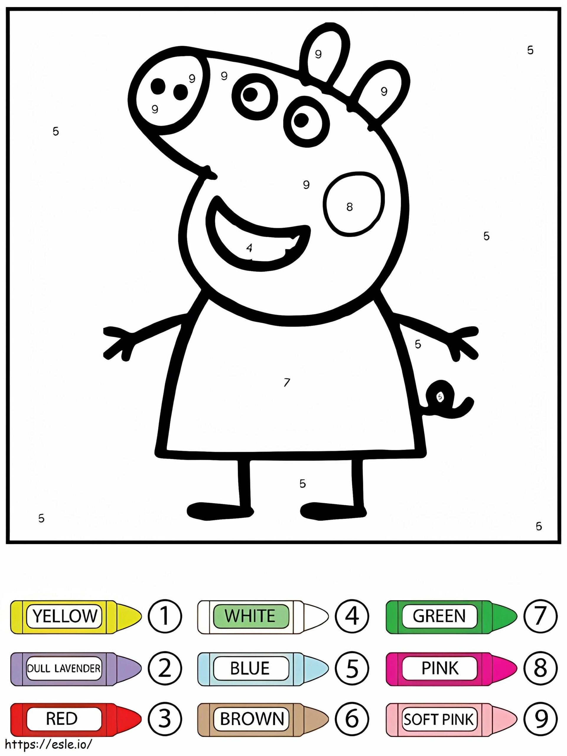 Single Pappa Pig Color By Number Page Coloring Page