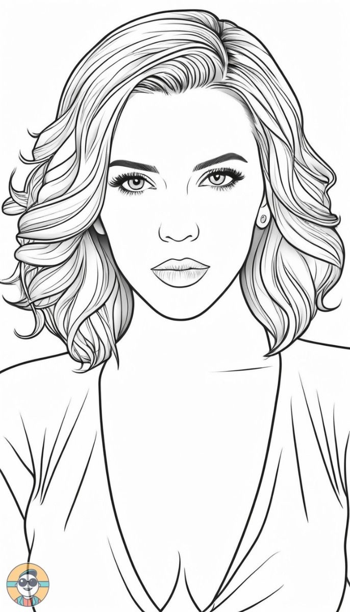 Sketch Portrait Of Scarlett Johansson Illustration Pencil Drawing Coloring Book Black Widow