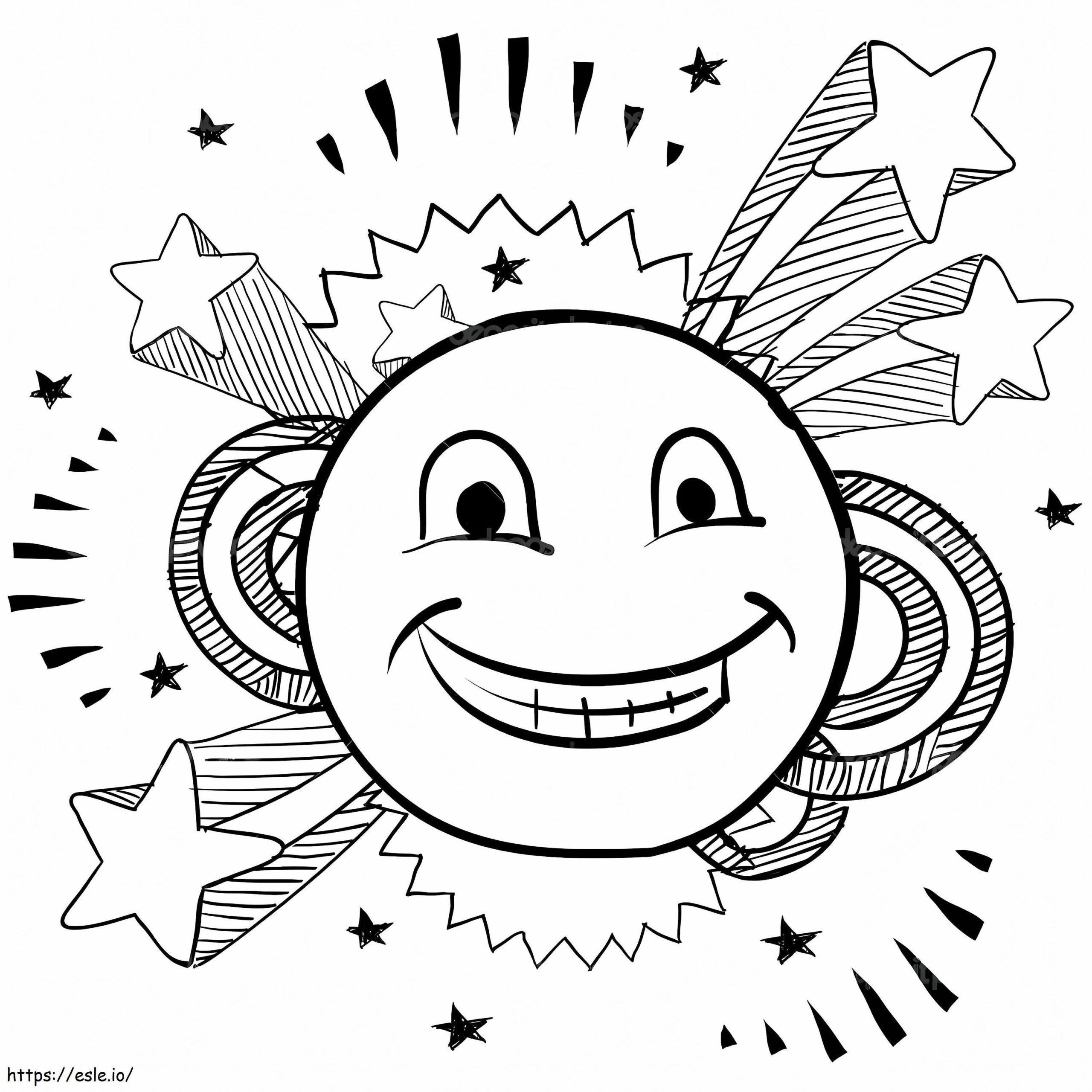 Smiley Face And Star Coloring Page