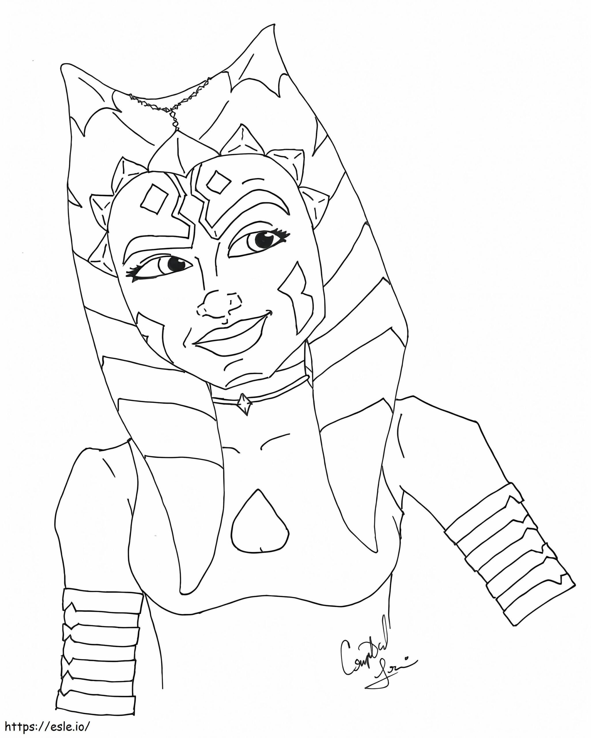 Smiling Ahsoka Coloring Page