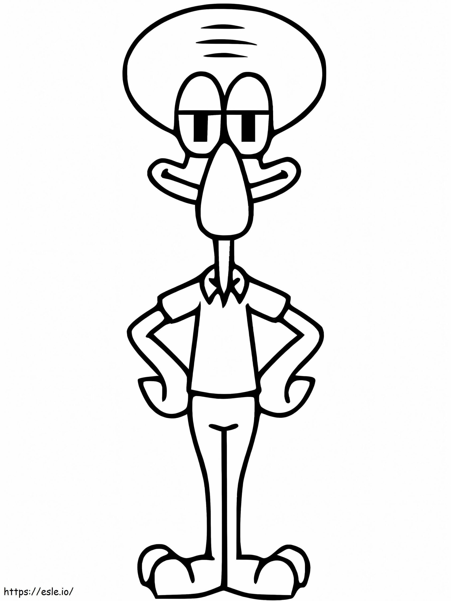 Smiling Squidward Tentacles Coloring Page