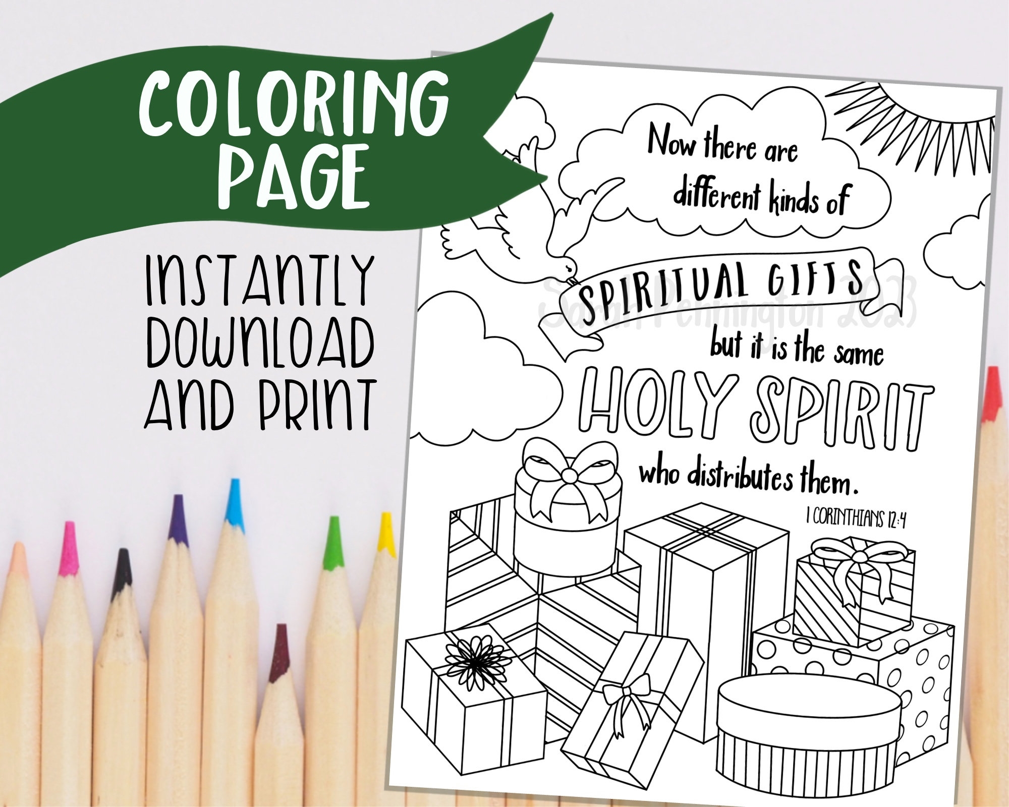 Spiritual Gifts PRINTABLE COLORING PAGE Instant Download Christian Coloring Sheet Adult Coloring Page Line Art Bible Etsy