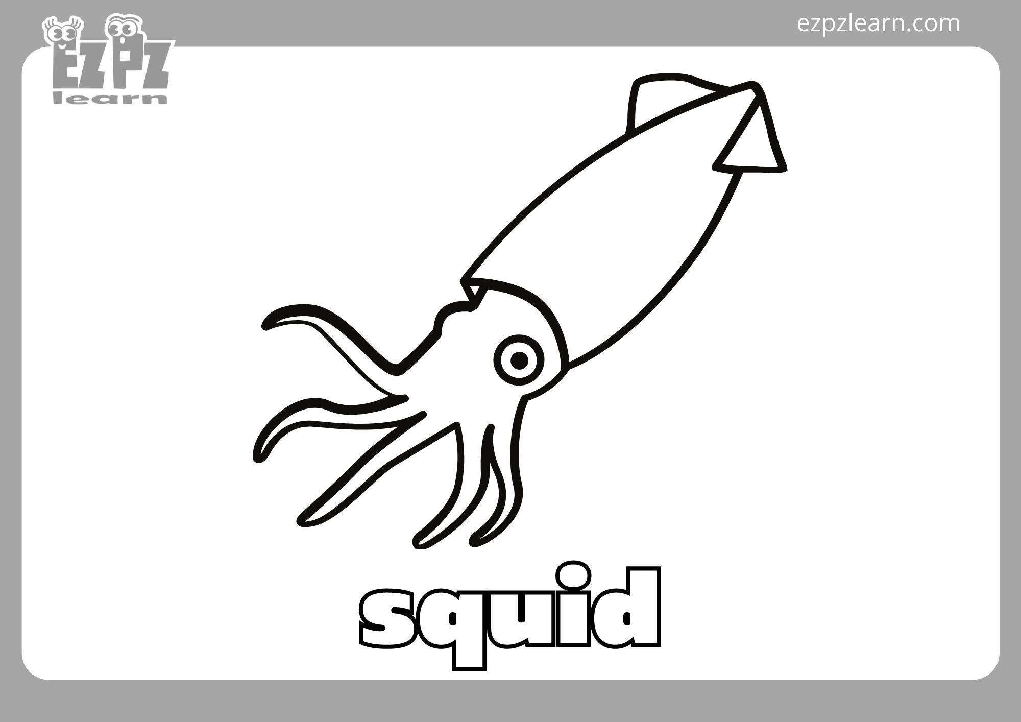 Squid Coloring Page Ezpzlearn