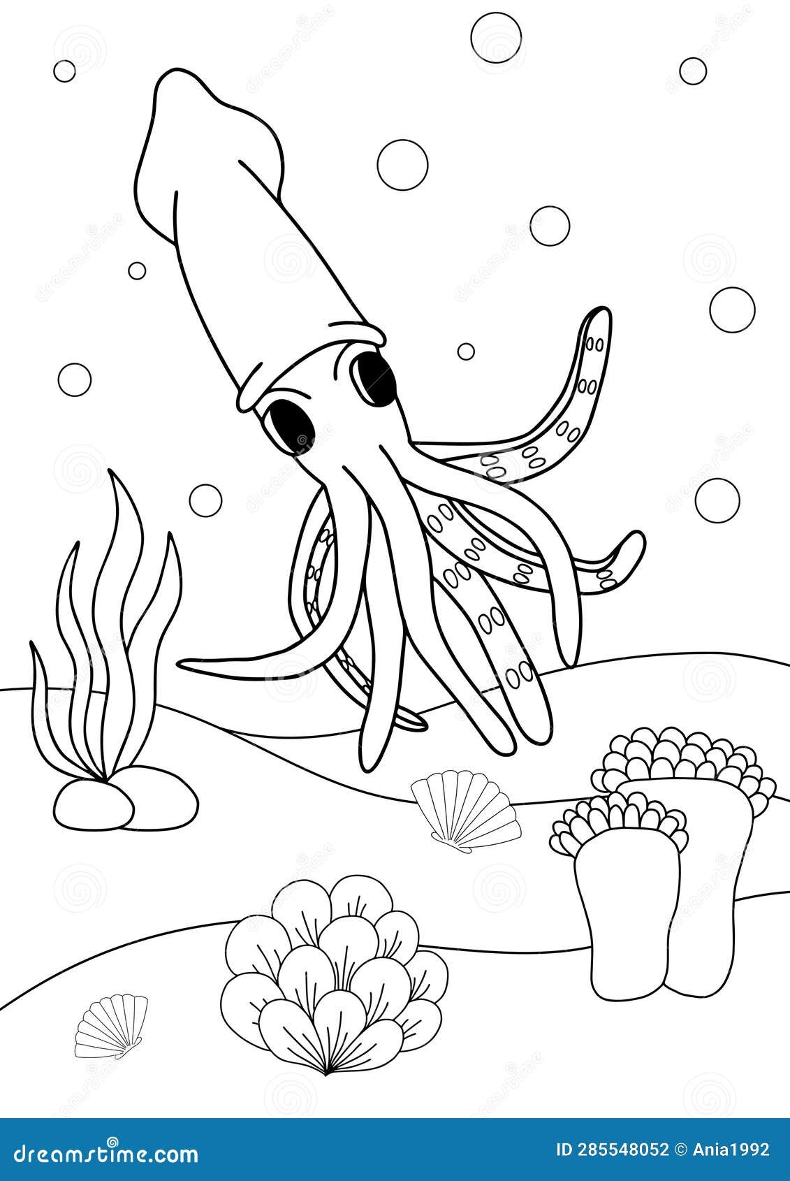 Squid Coloring Coloring Pages Printable