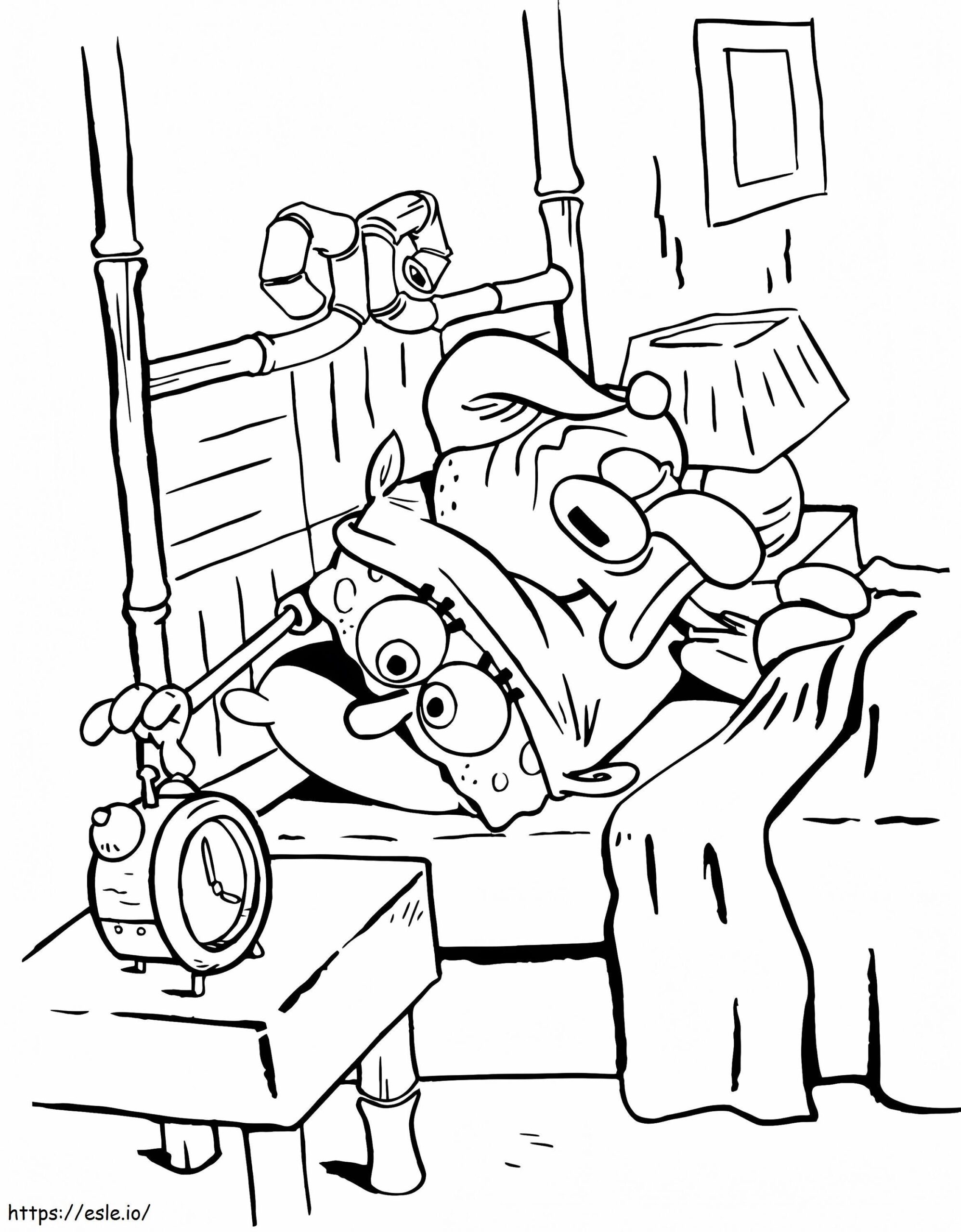 Squidward Wakes Up Coloring Page