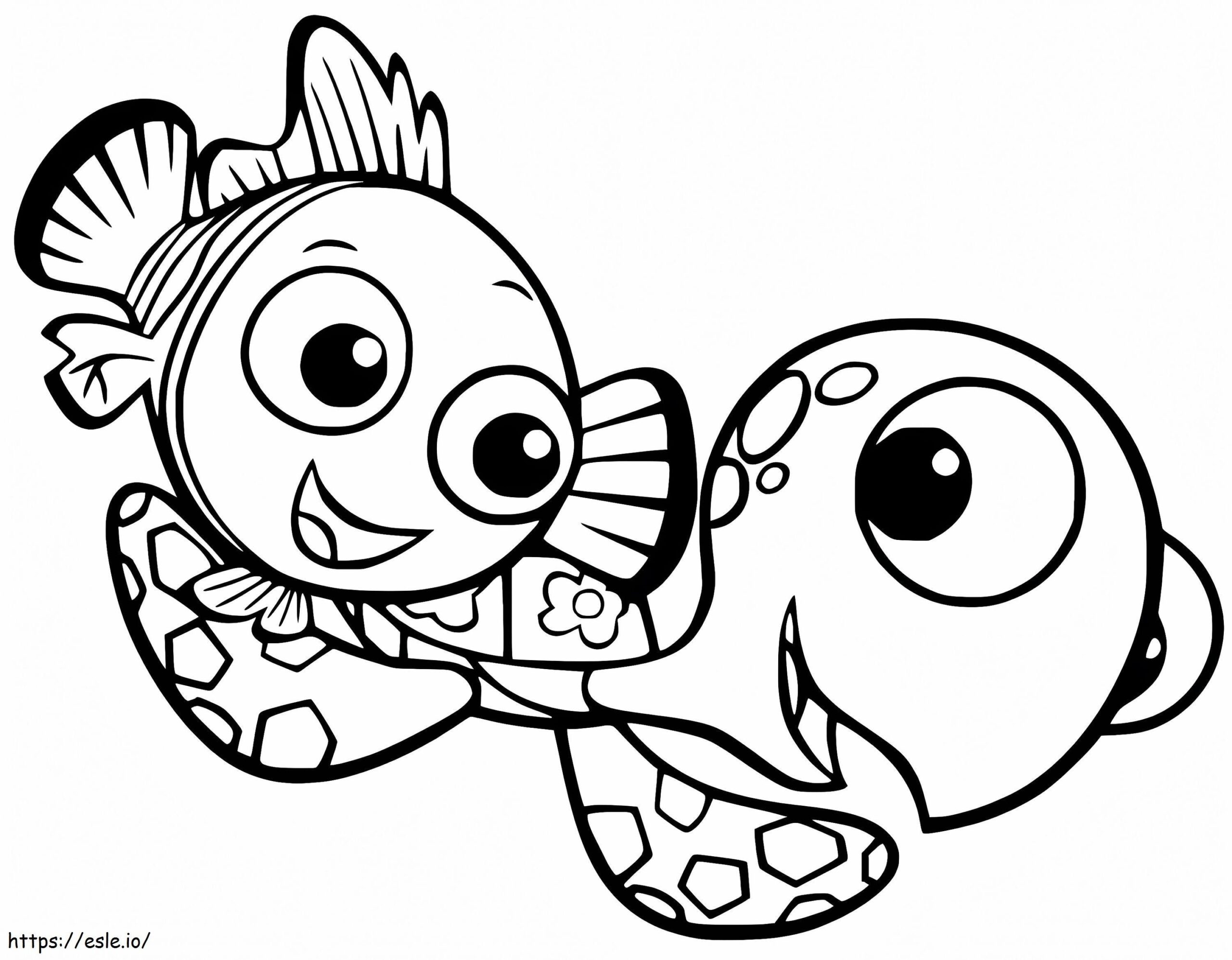 Squirt And Nemo Coloring Page
