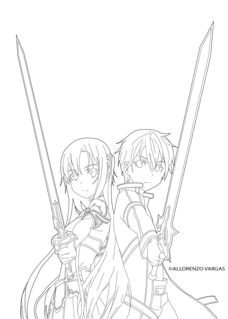 Kirito From Sword Art Online Coloring Page