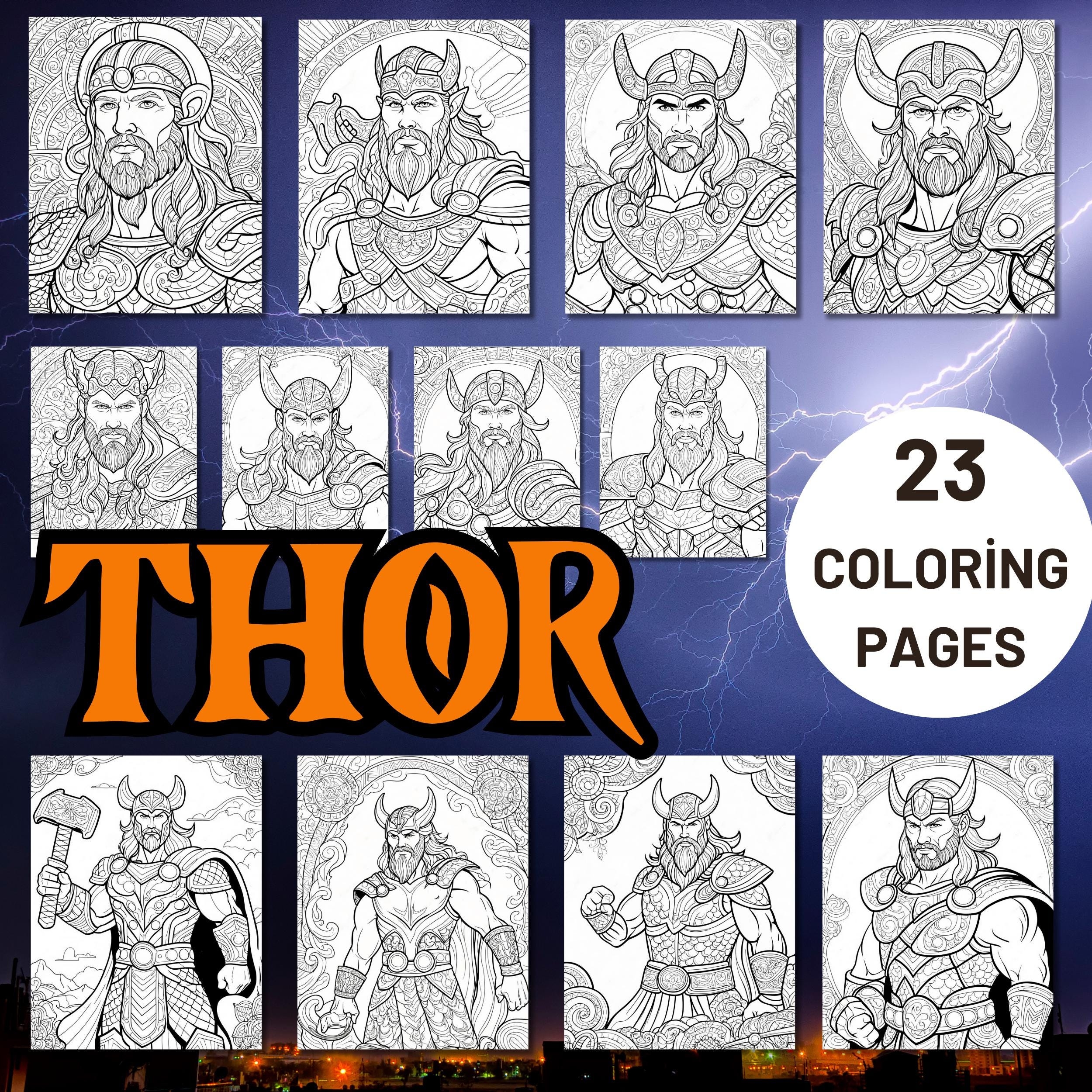 Coloring Page Of Thor Surrounded By Lightning