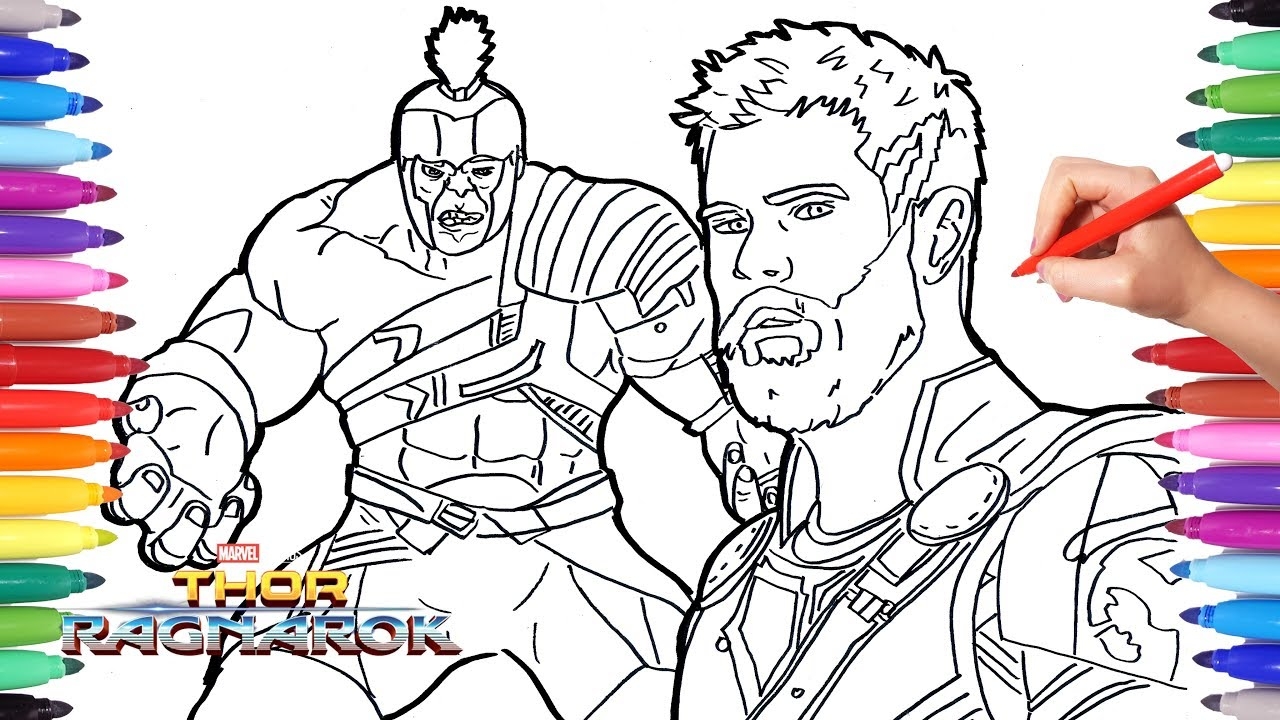 THOR RAGNAROK And HULK Coloring Pages How To Draw Hulk And Thor Marvel Avengers For Kids YouTube