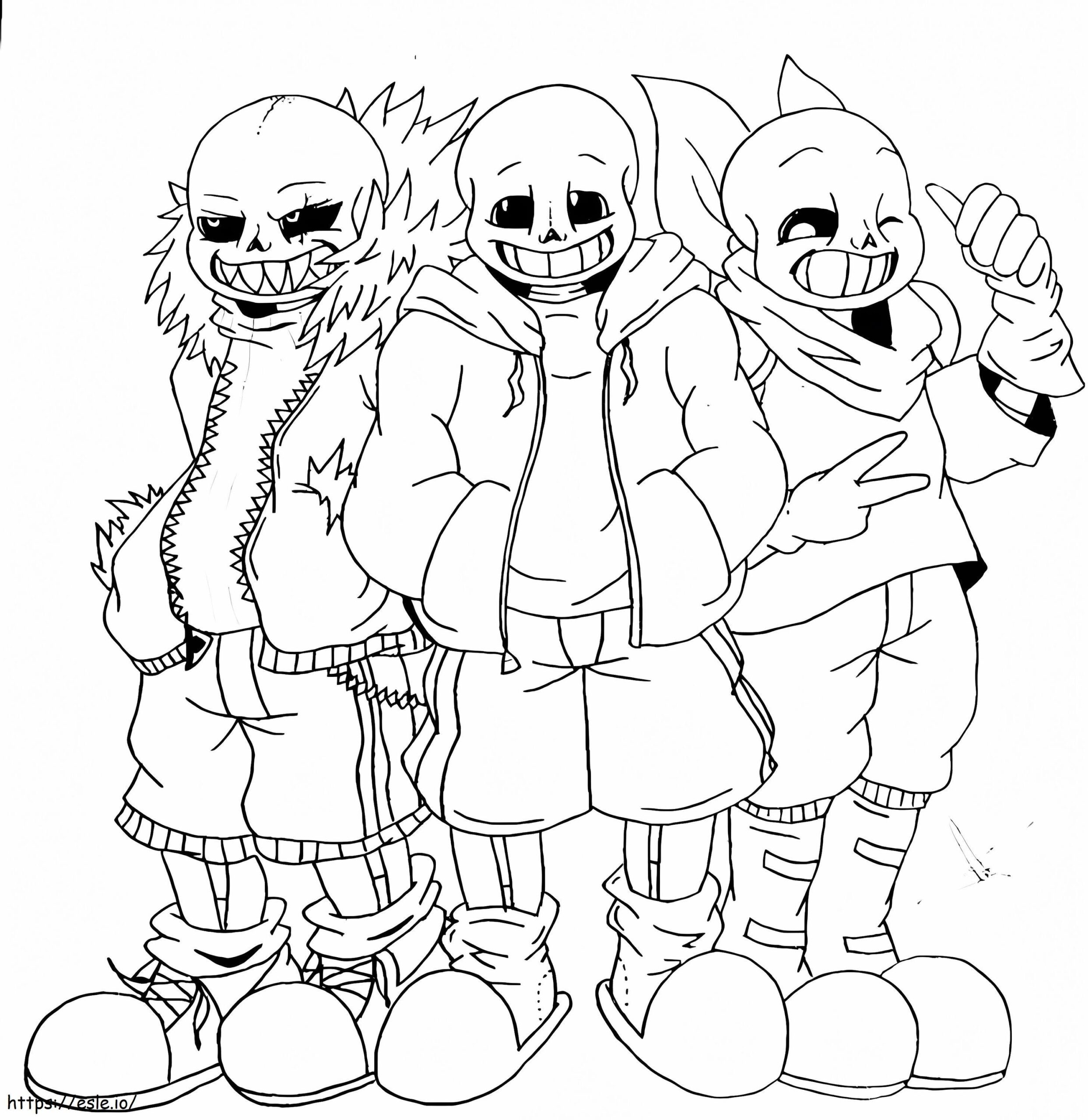 Three Sans Coloring Page