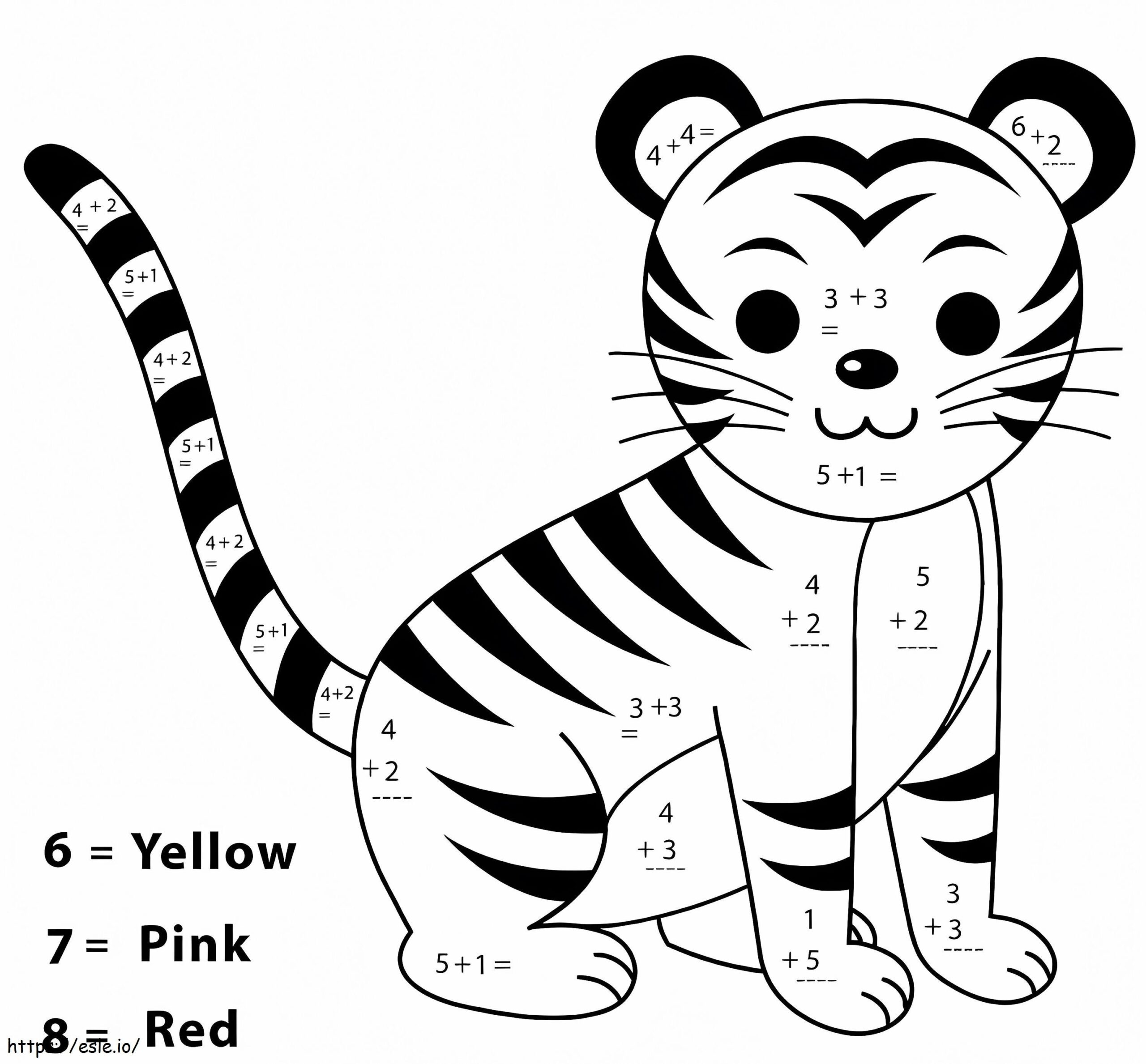 Tiger Math Worksheet Coloring Page