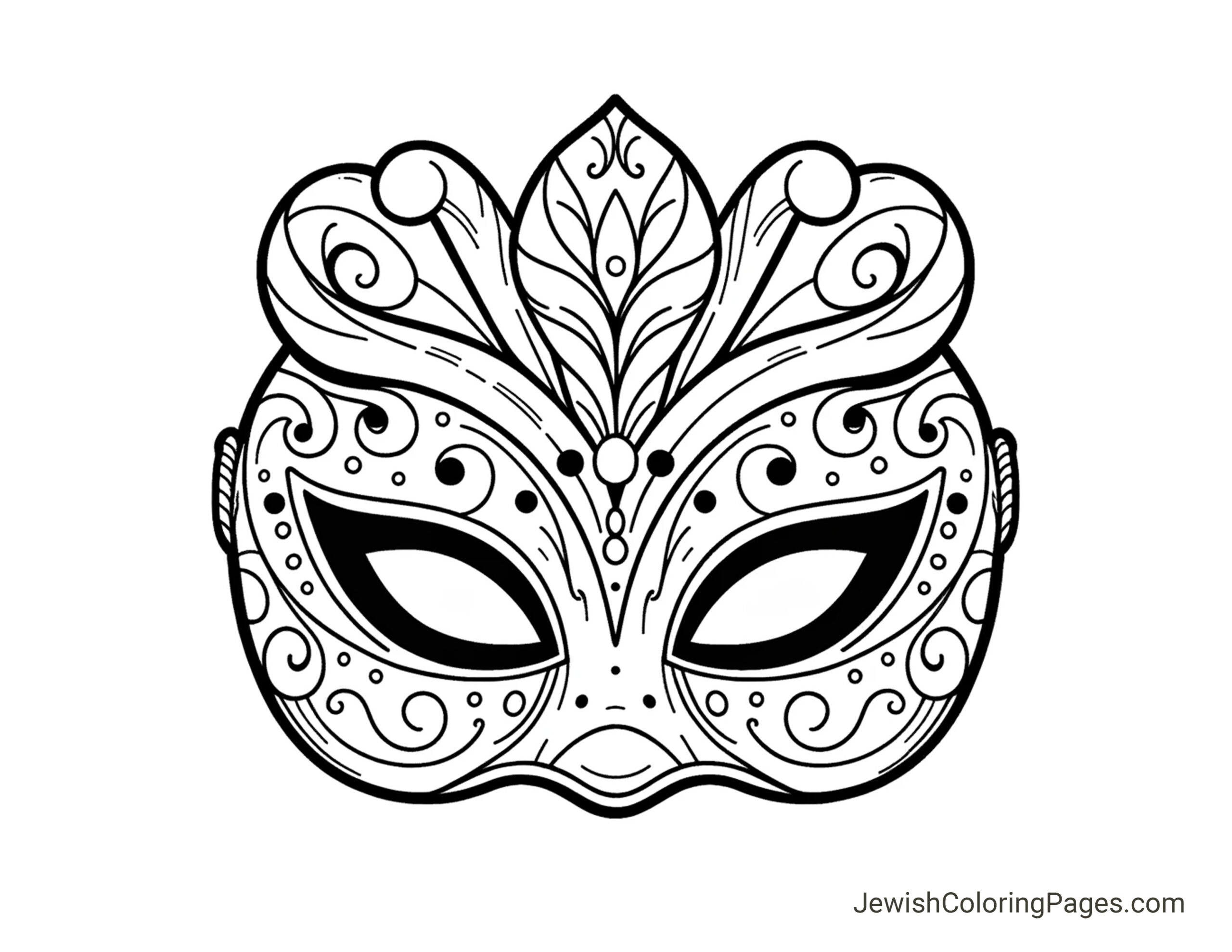 Traditional Masquerade Mask For Purim Free Printable Coloring Page Jewish Coloring Pages