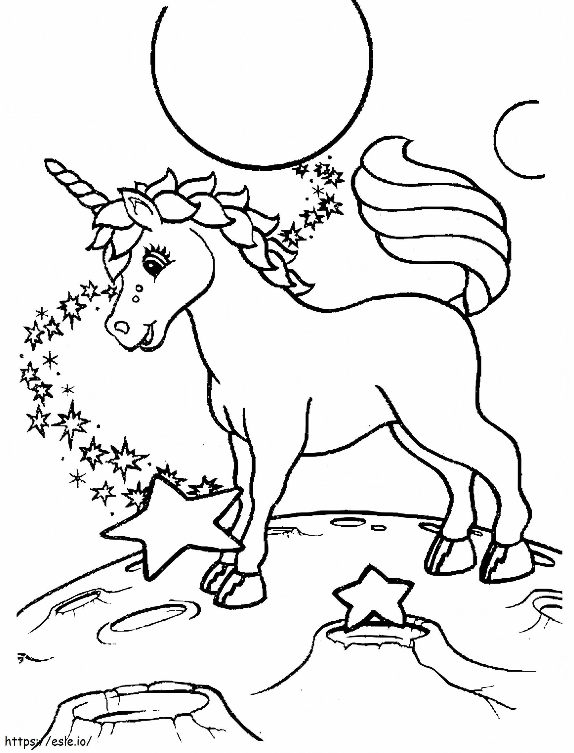 Unicorn In Lisa Frank A4 Coloring Page