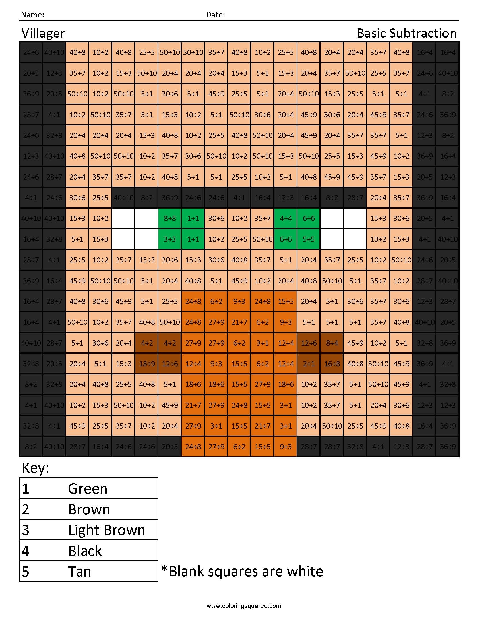 Villager Basic Division Coloring Squared