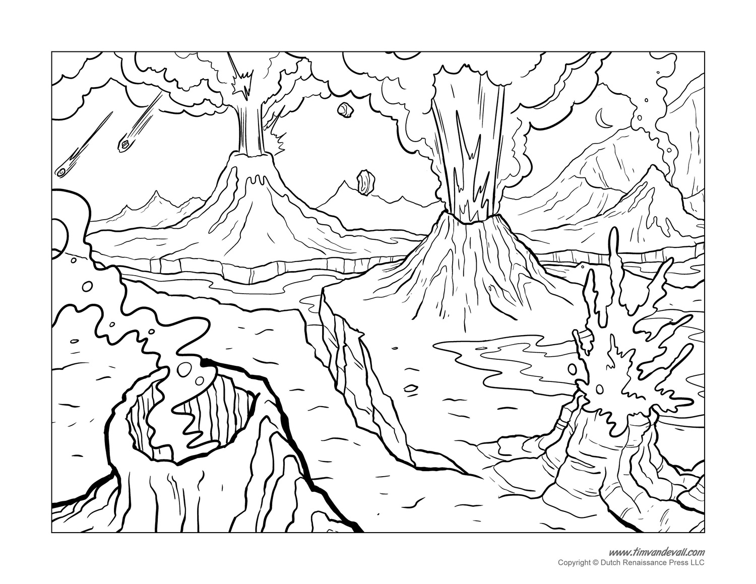 Volcano Coloring Coloring Pages Printable