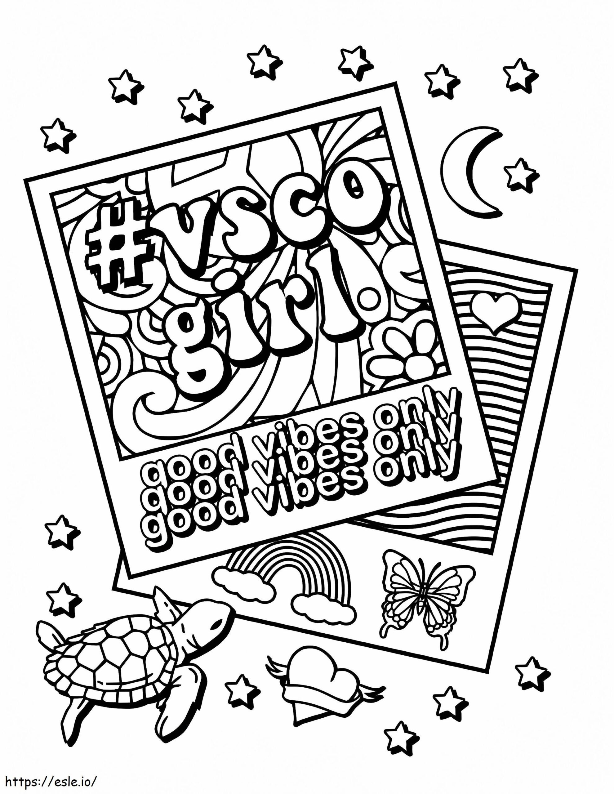 VSCO Girl Good Vibes Only Coloring Page