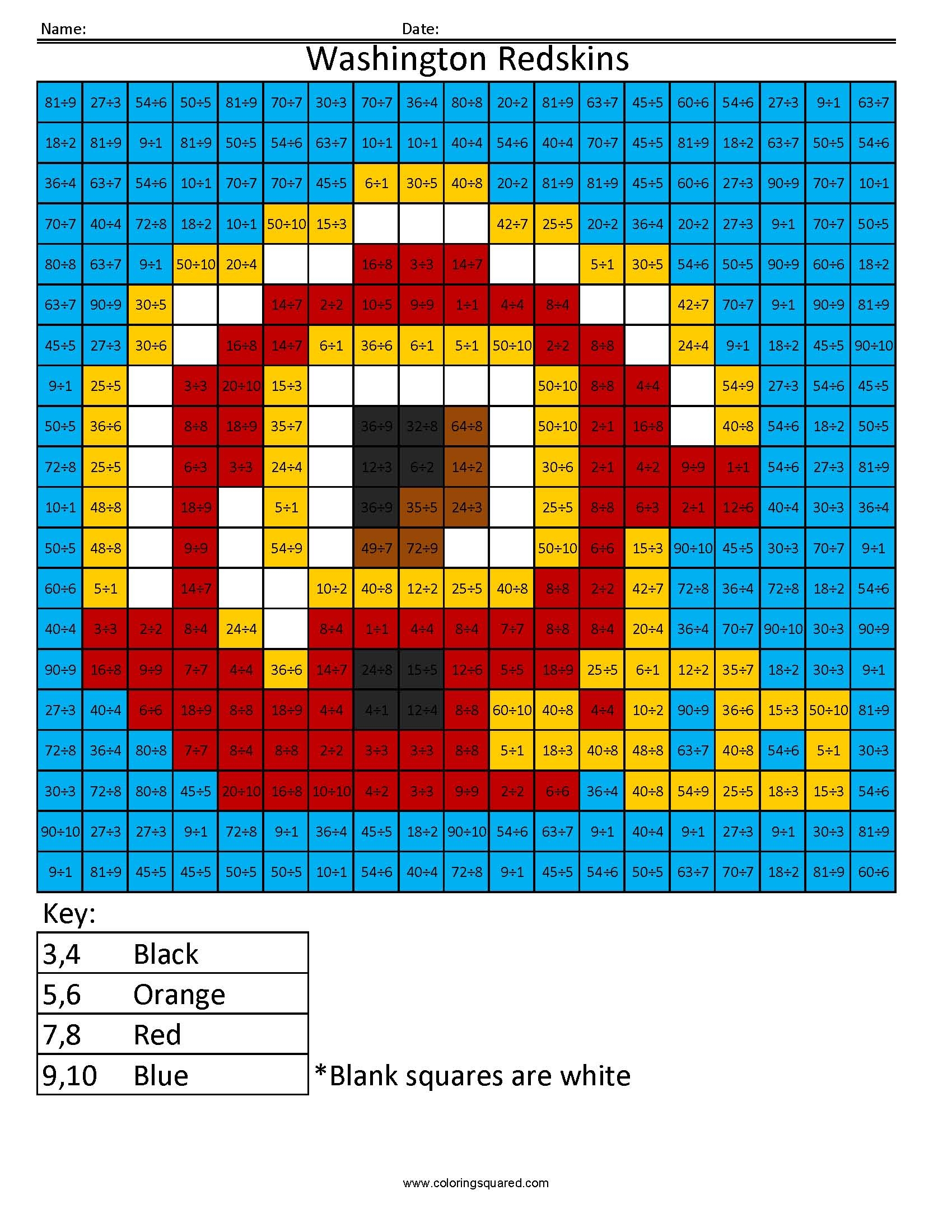 Redskins Washington Coloring Page Printable