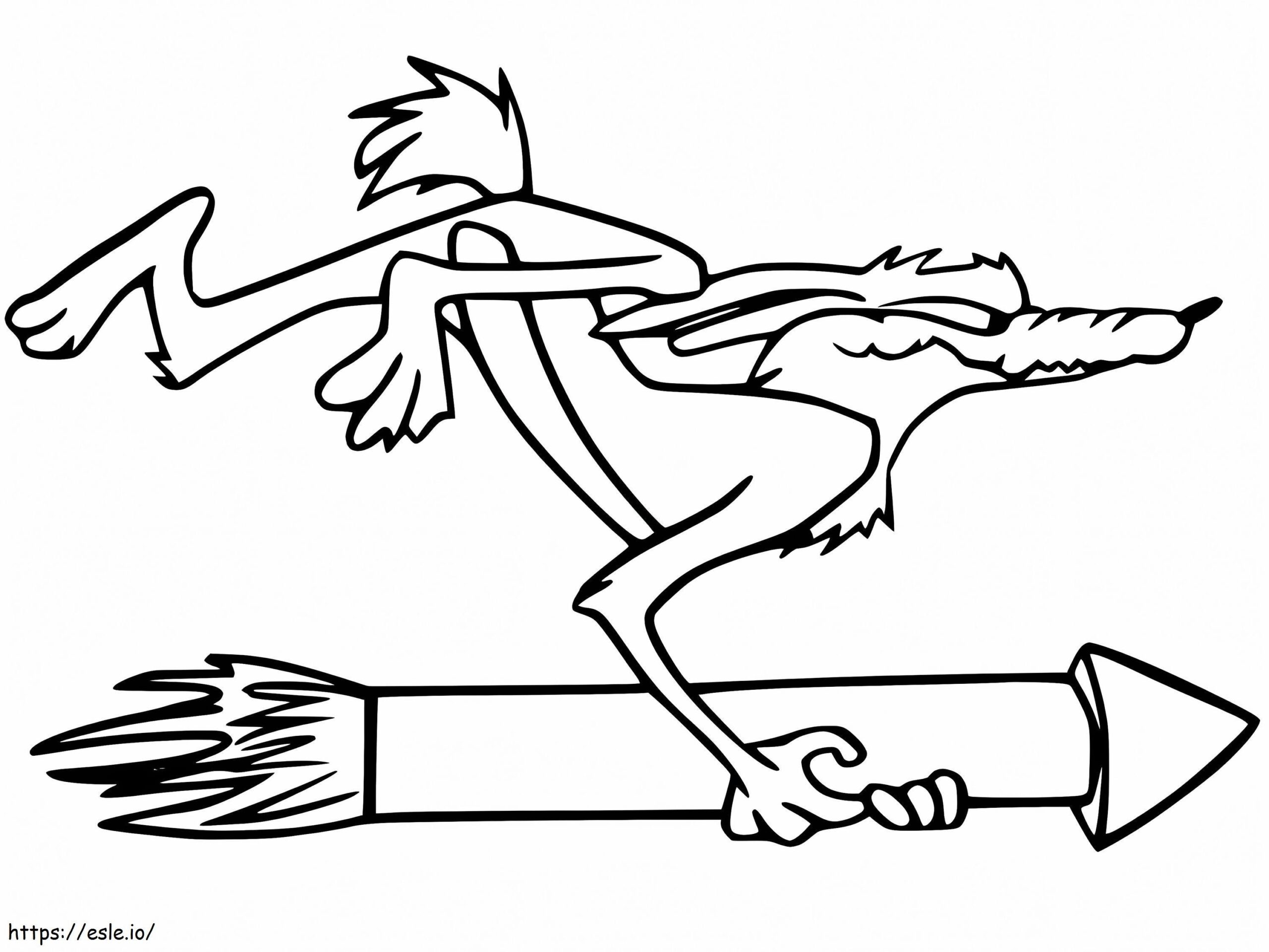 Wile E Coyote Con Cohete Para Colorear