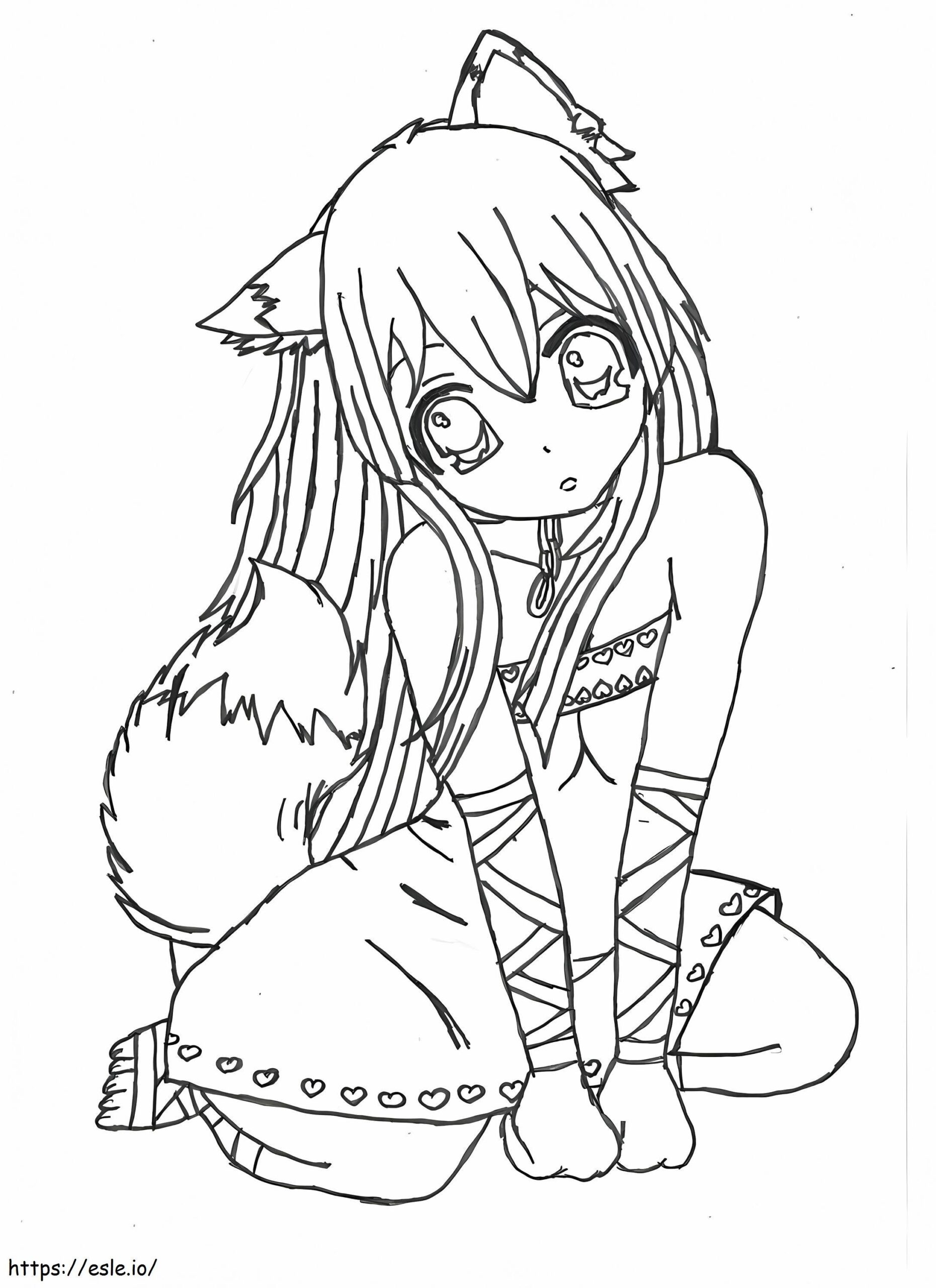 Wolf Girl Coloring Page Coloring Page