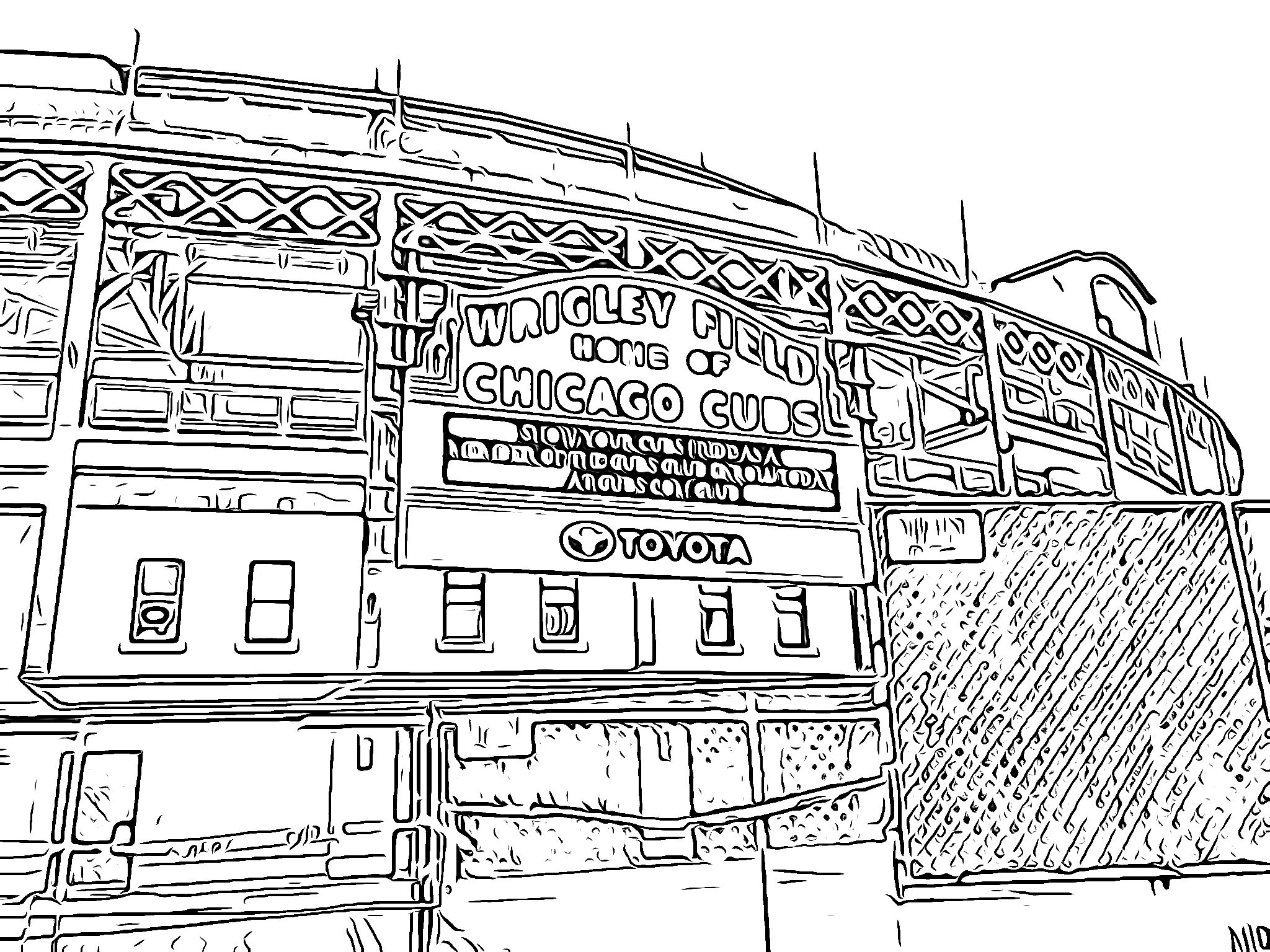 Wrigley Field Coloring Page Etsy